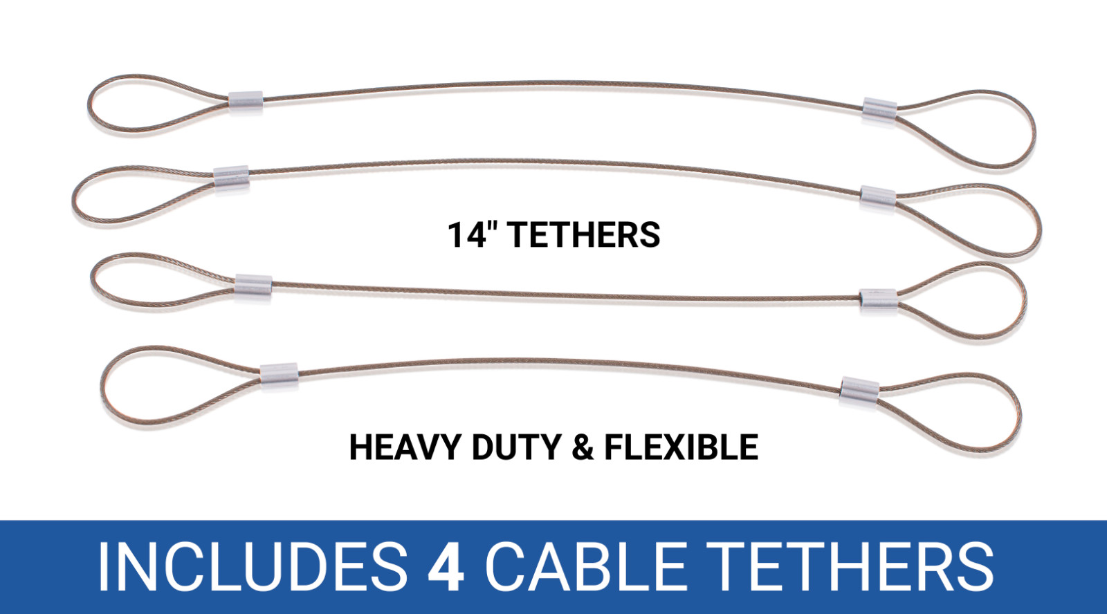 CableTether.com Universal Cable Tether 4 Pack - Adjustable, Pre-Assembled