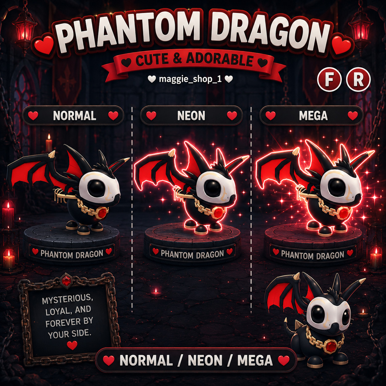 Phantom Dragon FR Normal/Neon /Mega ✨ Adopt From Me Today ✨ Top Picks
