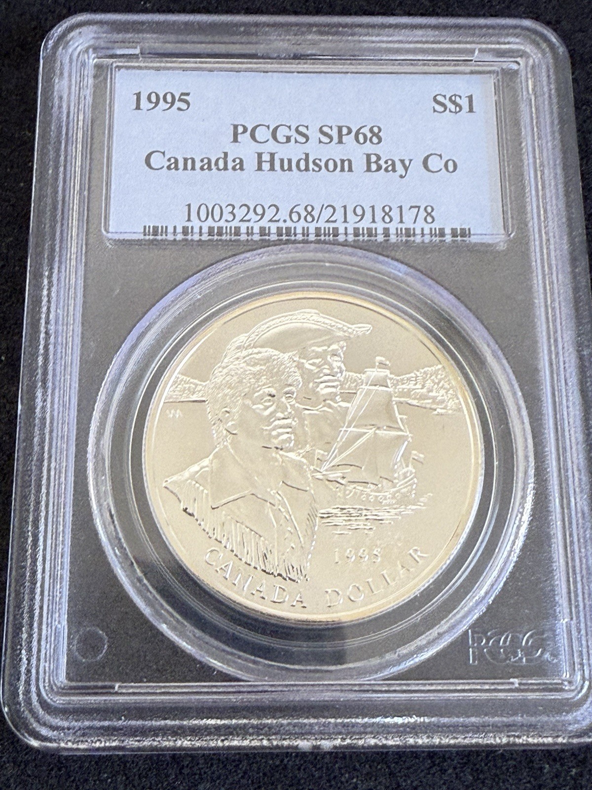 C327 Canada 1995 Silver Dollar Hudson Bay Company KM259 PCGS SP68. 0.925% silver
