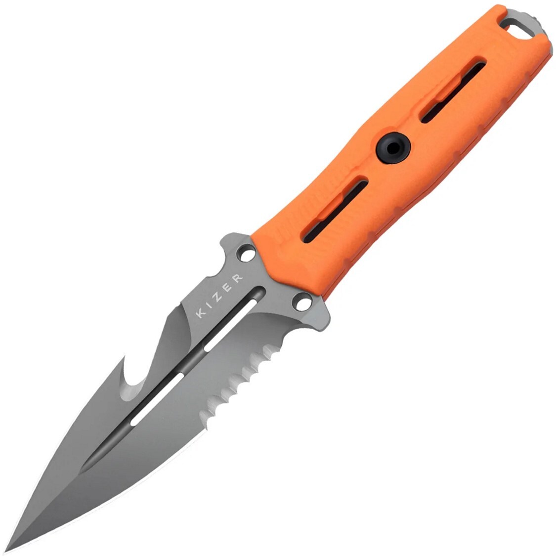 Kizer Cutlery Norcross Orange G10 Nitro-V Serrated Fixed Blade Knife XFB01A5