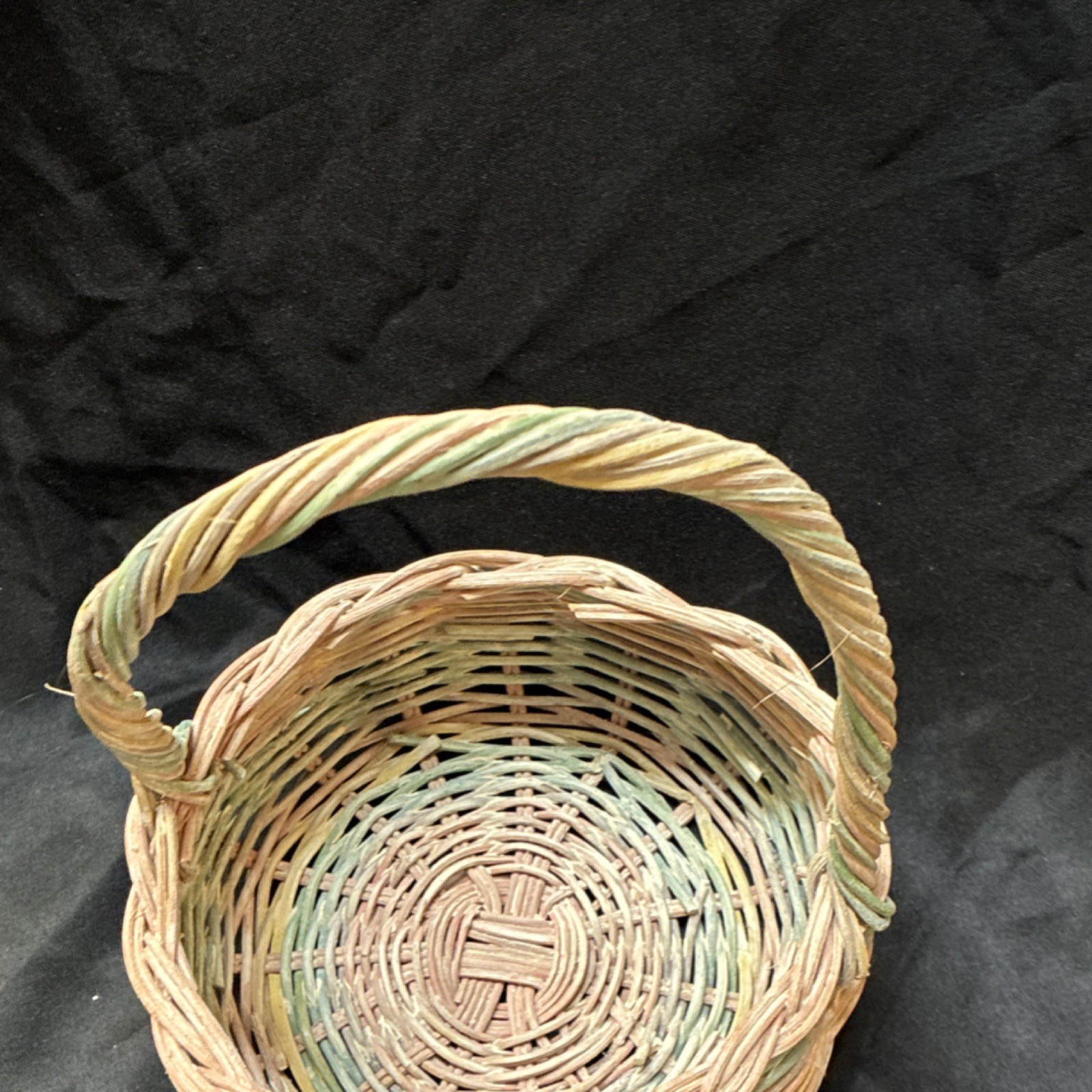 Wicker Multicolor Handmade Storage Basket Country Style With Handle Round EASTER