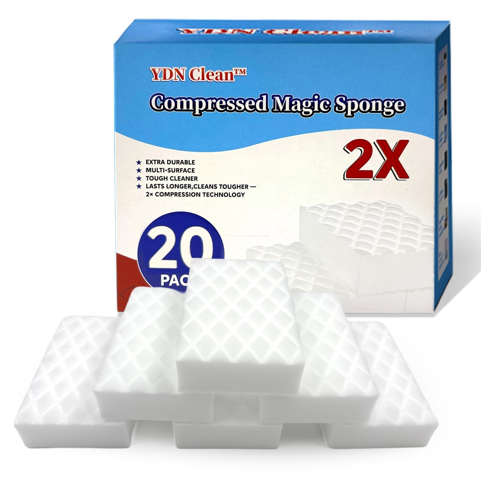 Eraser Sponge 2X Density, Multi-Purpose Long Lasting Melamine Sponge, Water-A...