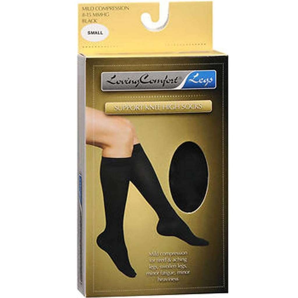 Loving Comfort Support Knee High Closed Toe 8-15mmHg (Black) Small