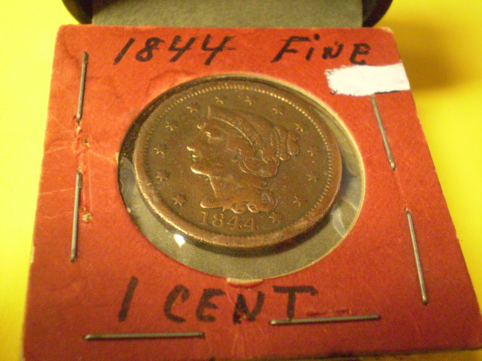 1844 United States Large Braided Hair One Cent Coin