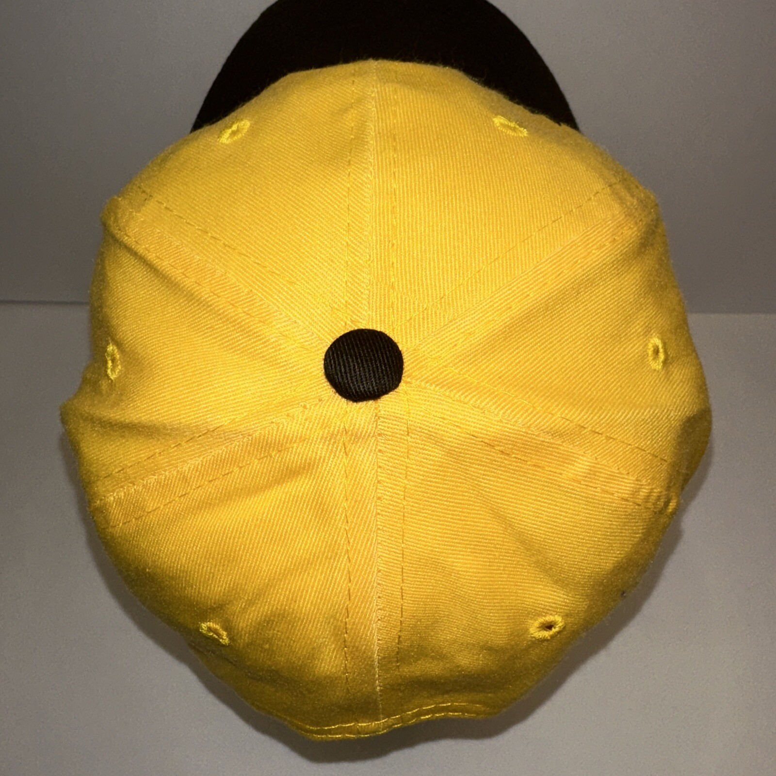 JEGS High Performance Black on Yellow Hat Cap Black Bill Hook Loop Black Button