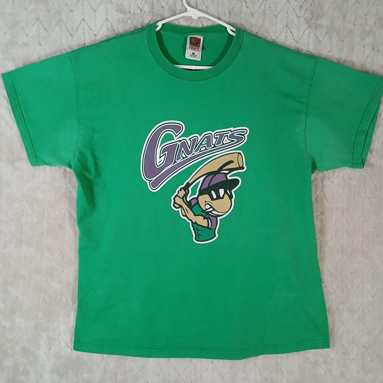 VTG Savannah Gnats T Shirt XL Green Minor League Baseball VTG Fruit Of The Loom