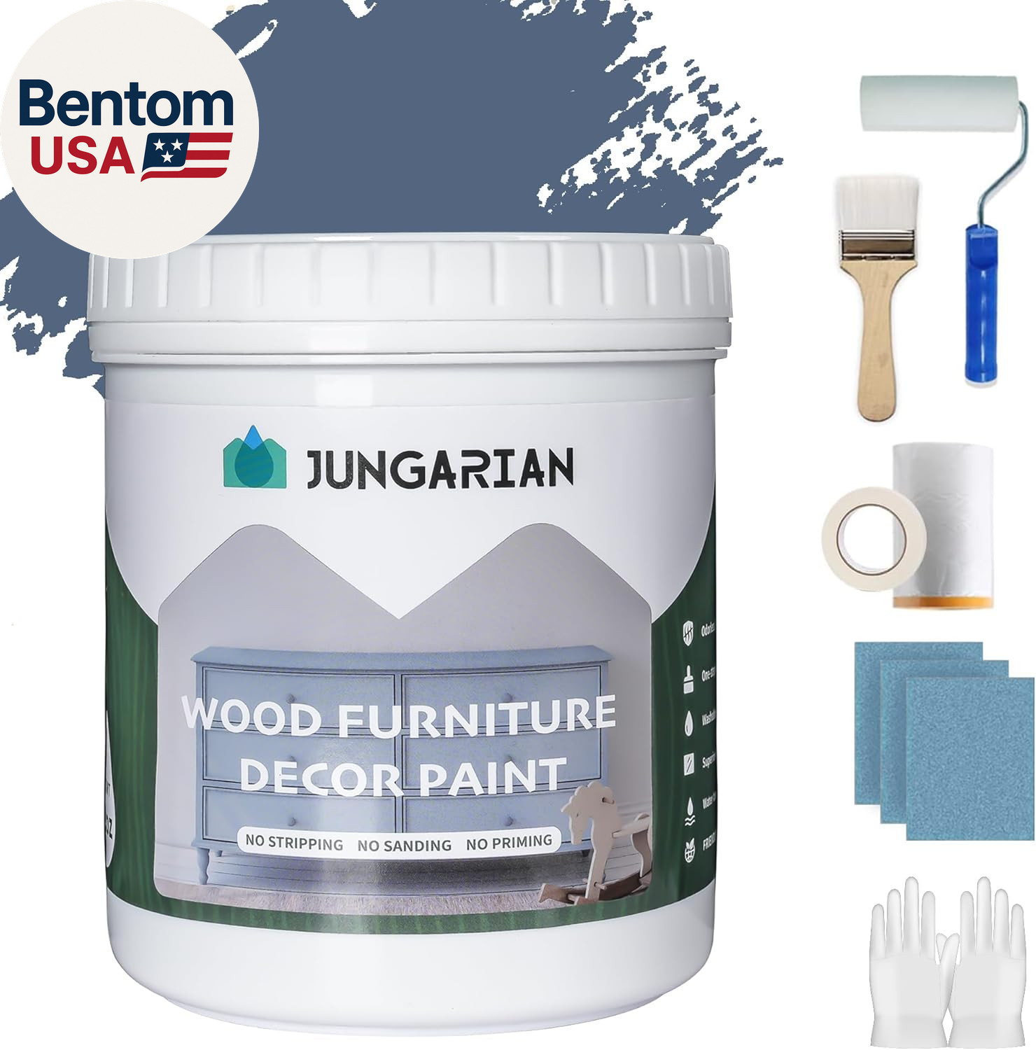 Furniture Paint Kit 16Oz with Tools - Water-Based & Low Odor All-In-One No Sandi
