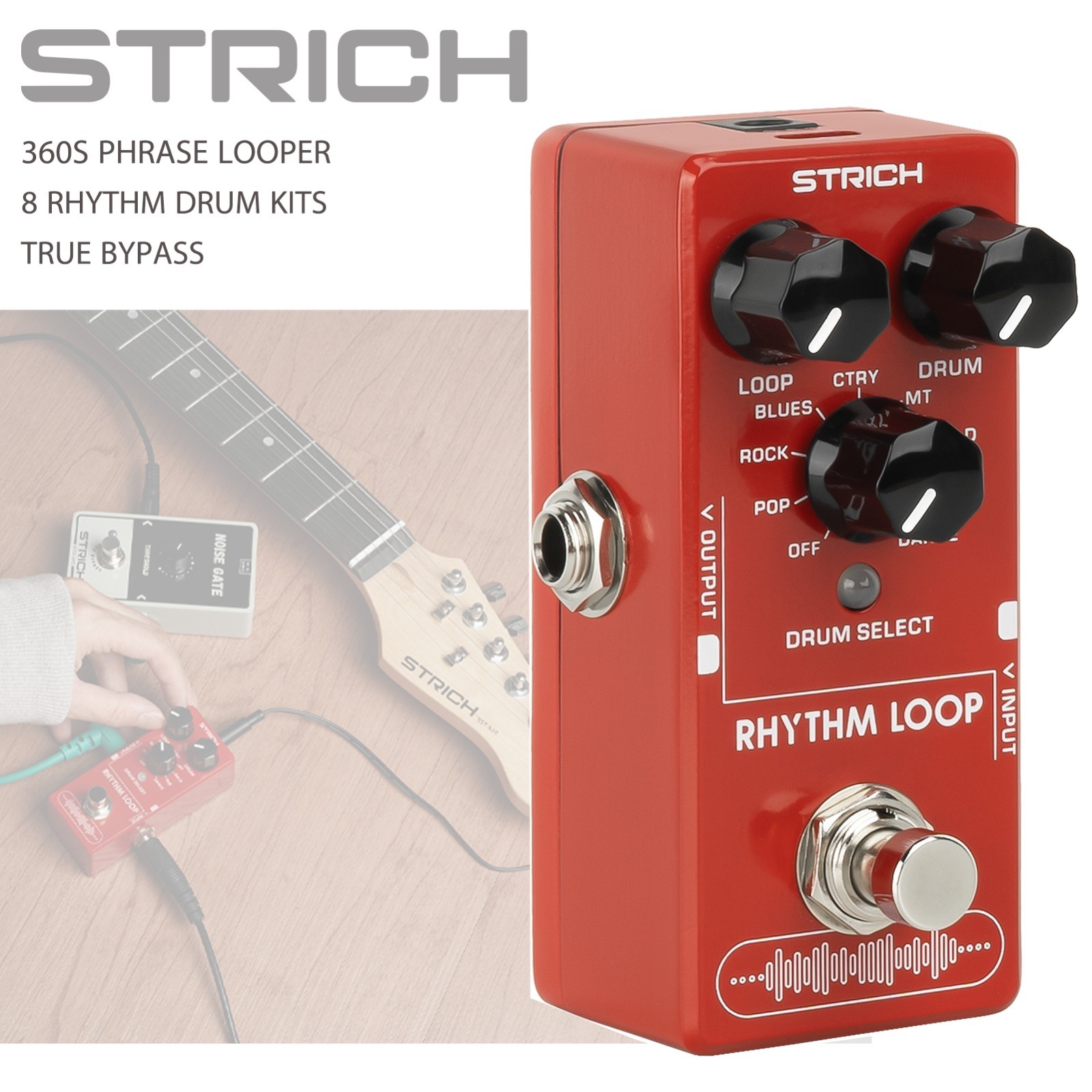 STRICH Loop Guitar Pedal with Drum Machine True Bypass For Electric Guitar Bass