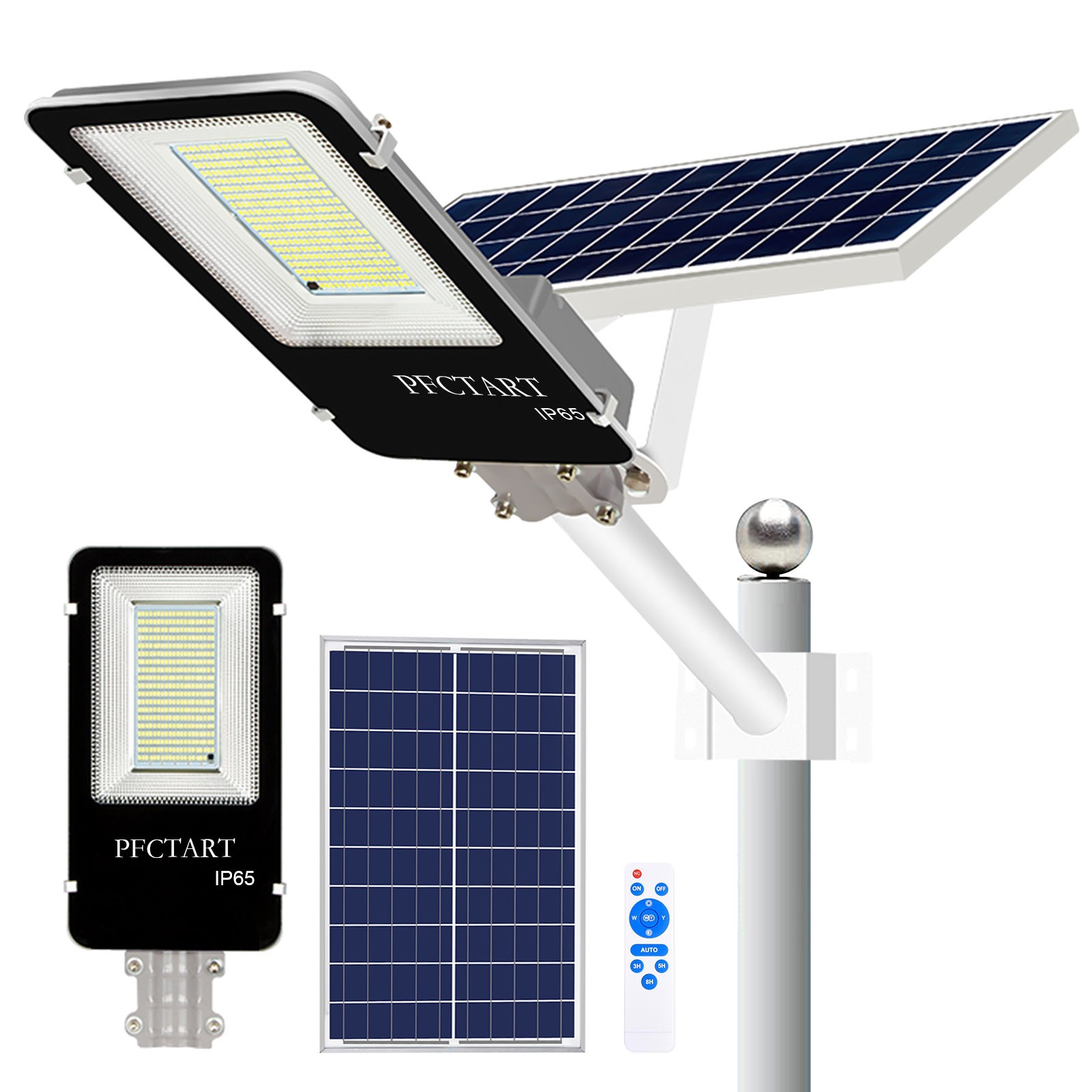 500W Solar Street Lights Outdoor Commercial Parking Lot Light 6500K Dusk to Dawn