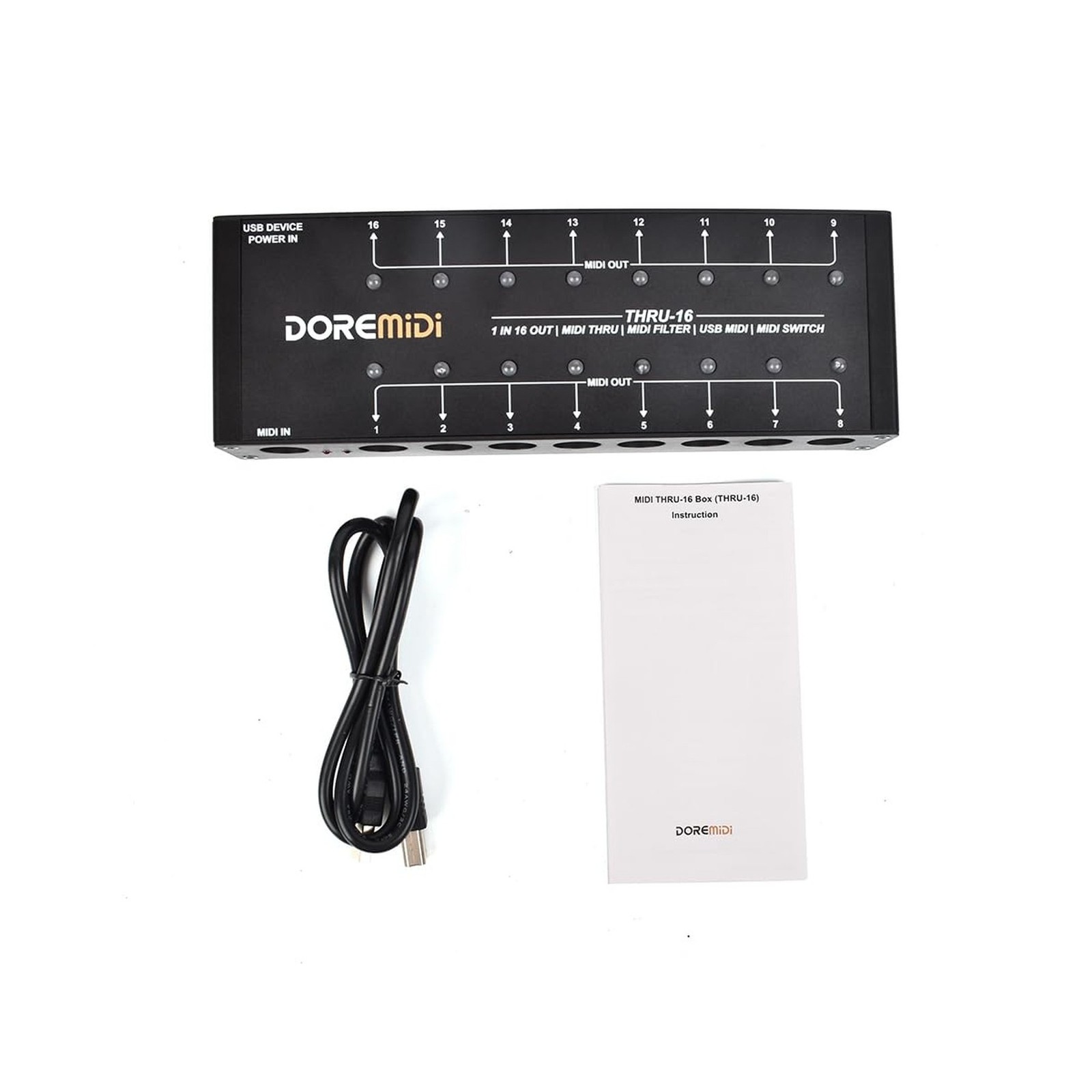 MIDI THRU-16 Box Filter and Switch 1 MIDI input into 16 MIDI outputs and each...
