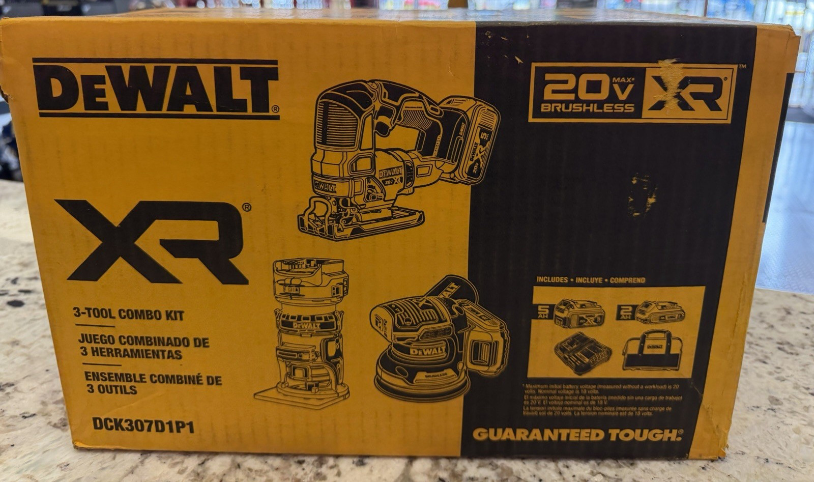 DEWALT DCK307D1P1 20V MAX XR 3-Tool Brushless Woodworking Power Tool Combo Kit
