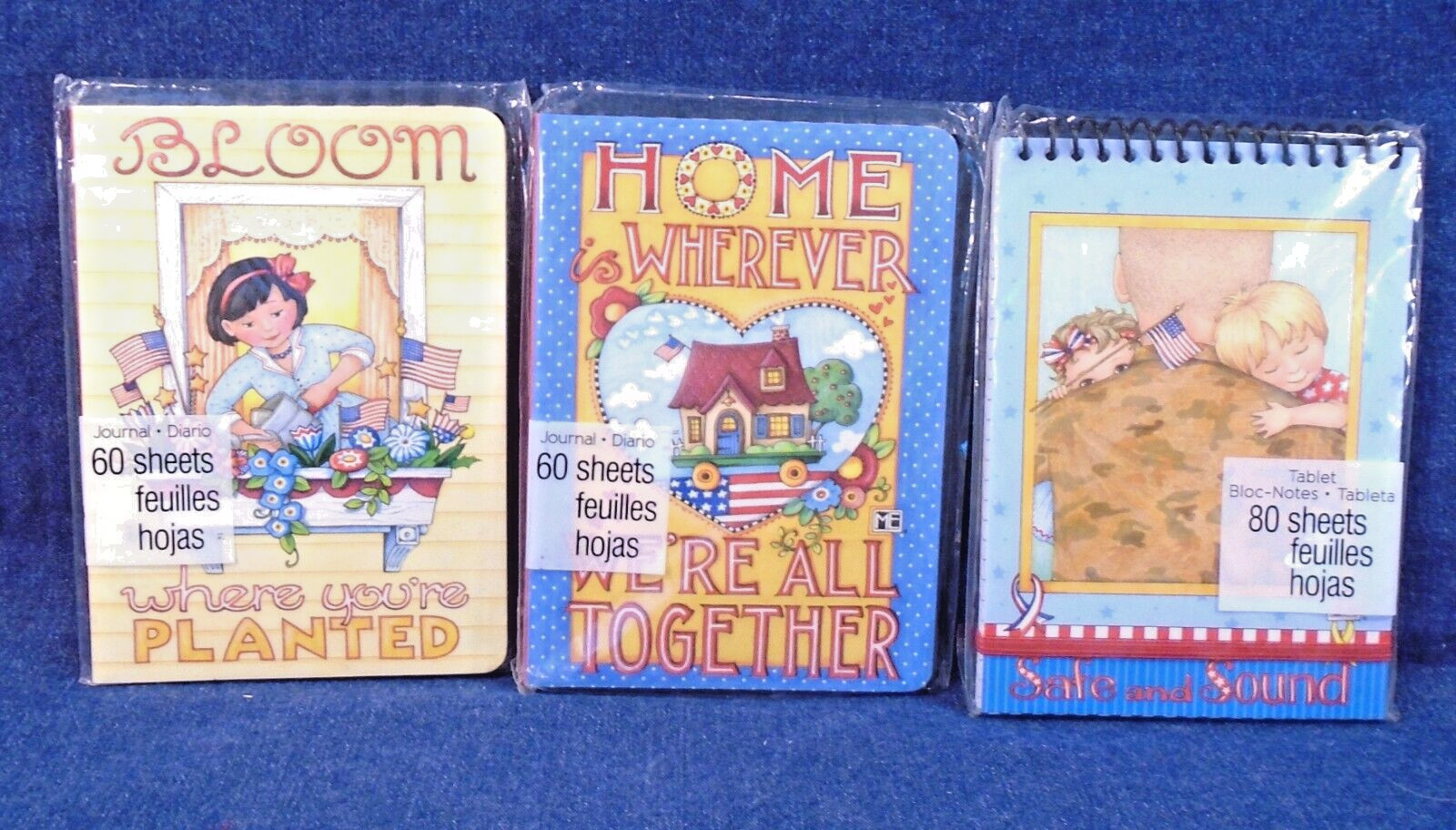 3 Mary Engelbreit 60 sheet Notebooks Blank Home Together Bloom Safe & Sound