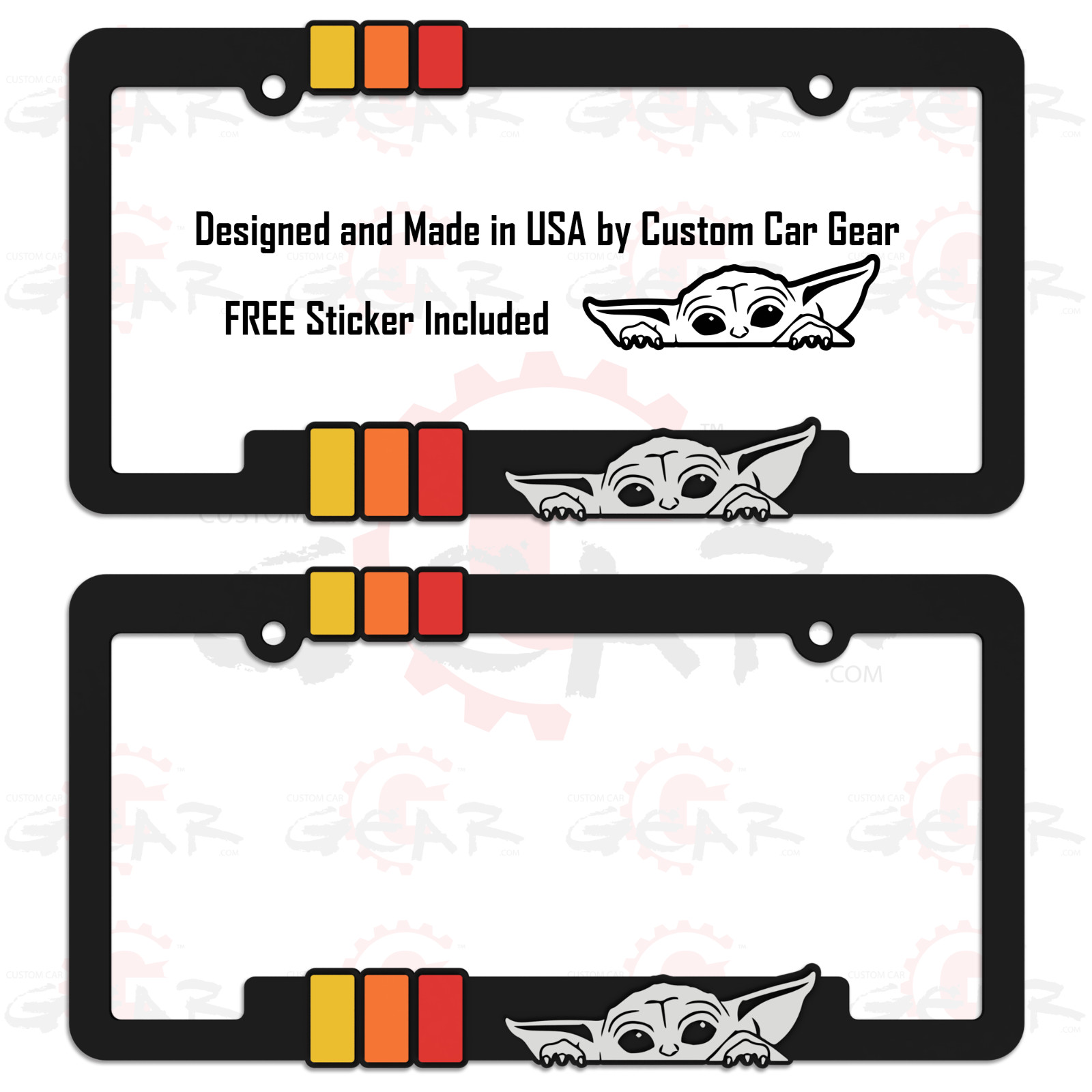 2 RETRO Yoda License Plate Frames Fits Toyota Bracket MADE IN USA - FREE Sticker