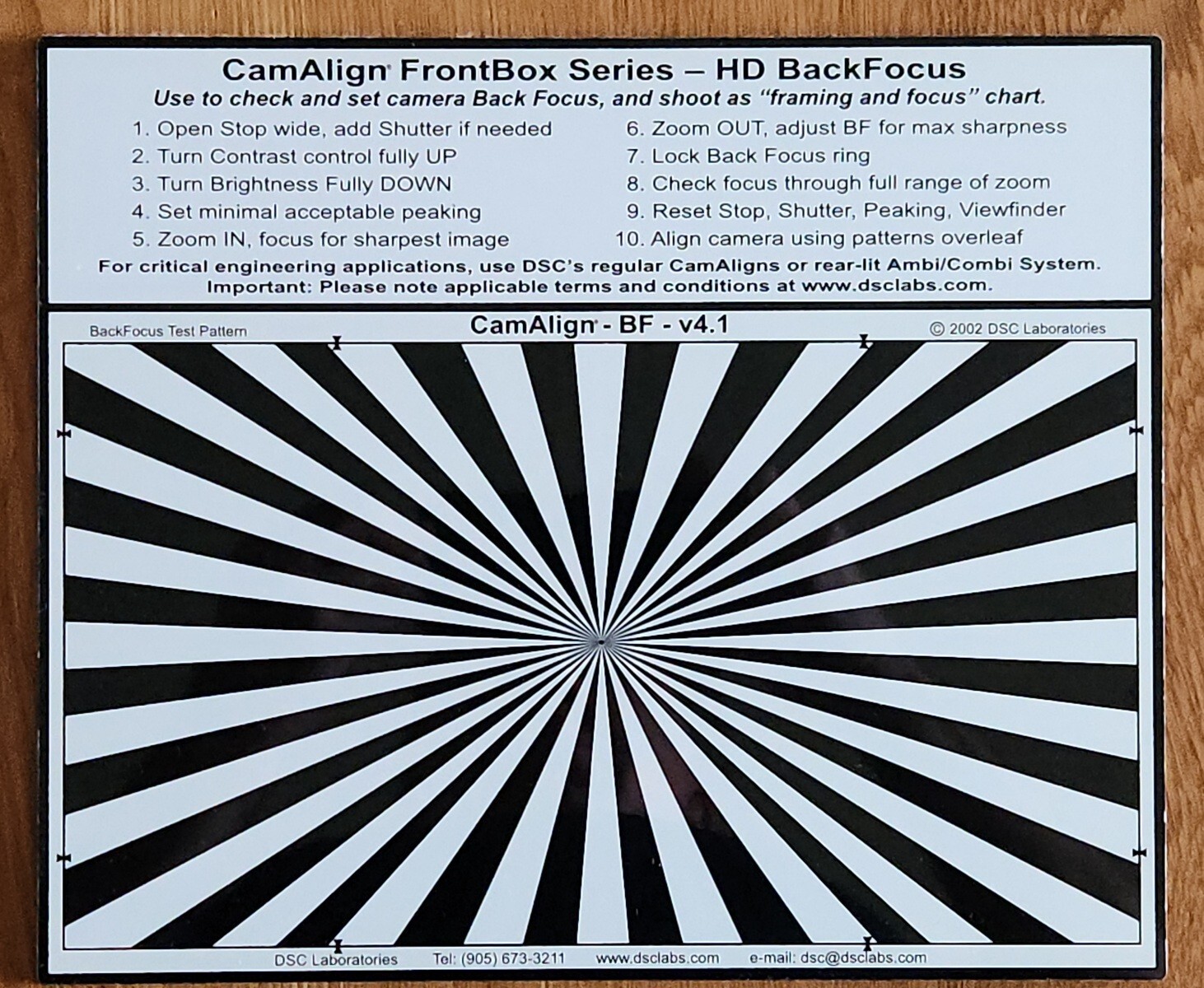 New Low Price💥DSC Labs 🍰 CamAlign FrontBox Series Calibration Chart Package 🍰