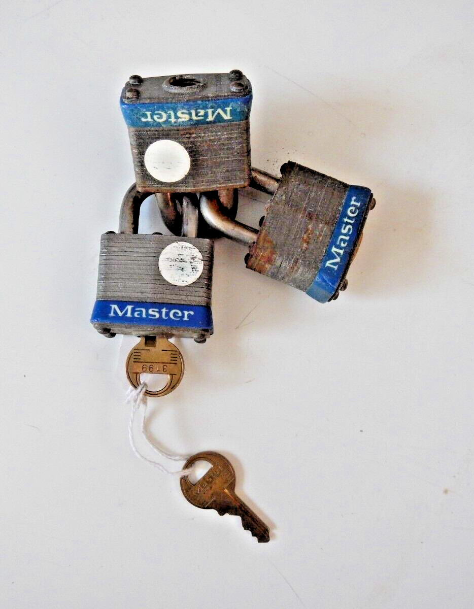 (3) Vintage - Master Lock - No. 3 - Heavy Commercial - Keyed Alike - with 2 Keys
