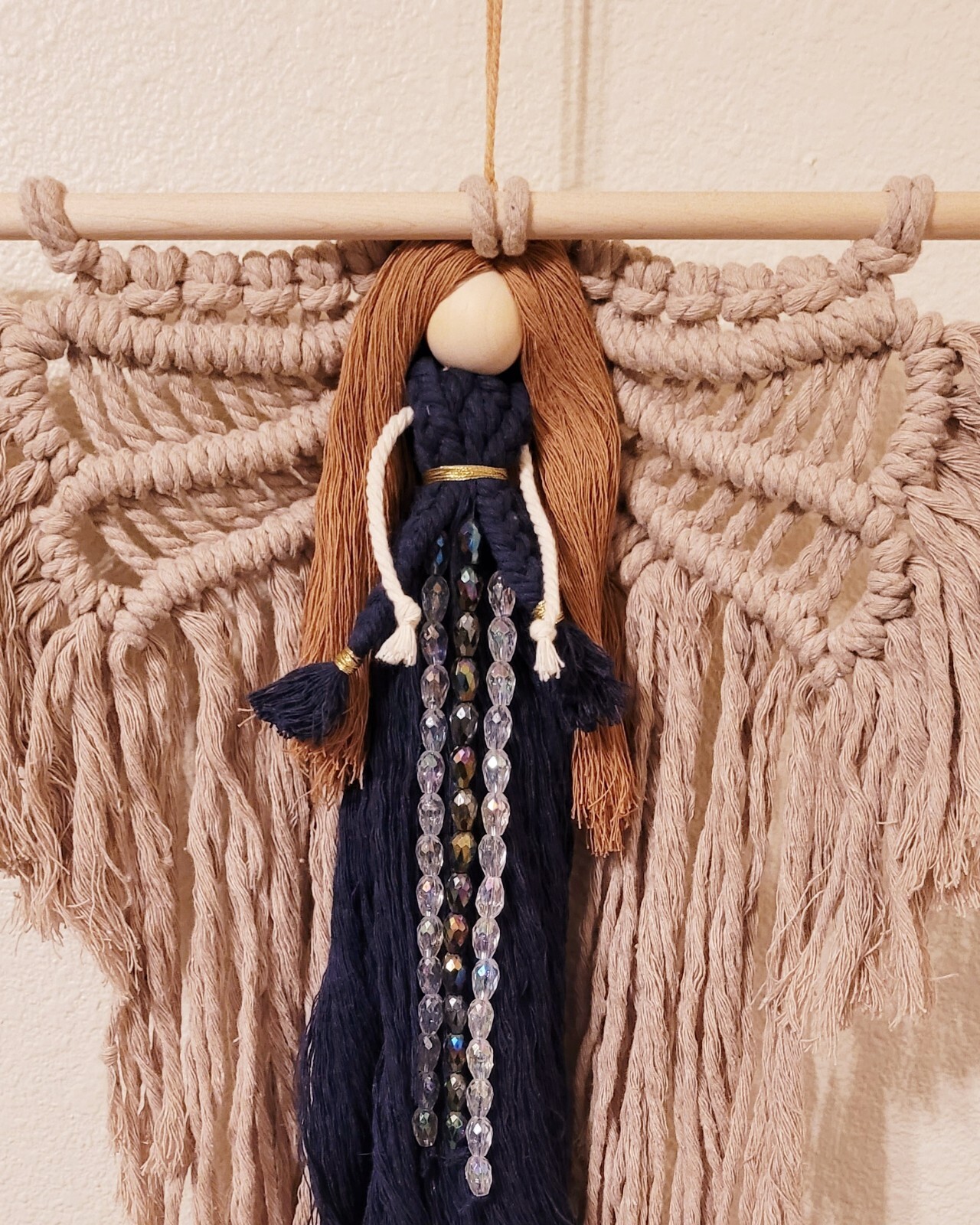 Macrame Handmade Wall Hanging Decor Crocheted Angel Doll Made From Cotton Thread