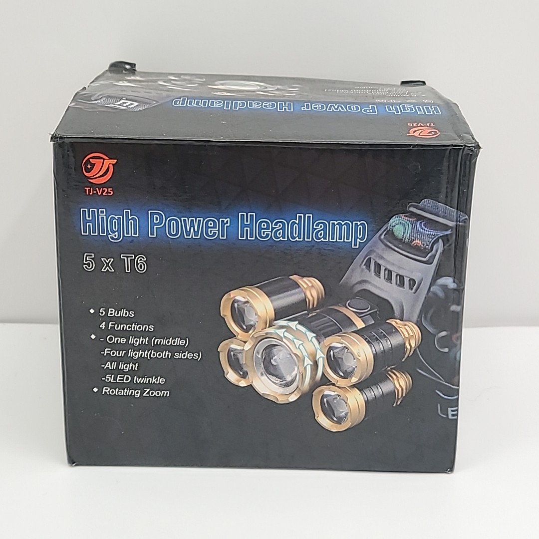 TJ-v25 High Power Headlamp LED Zoom 5xT6 no charger - works