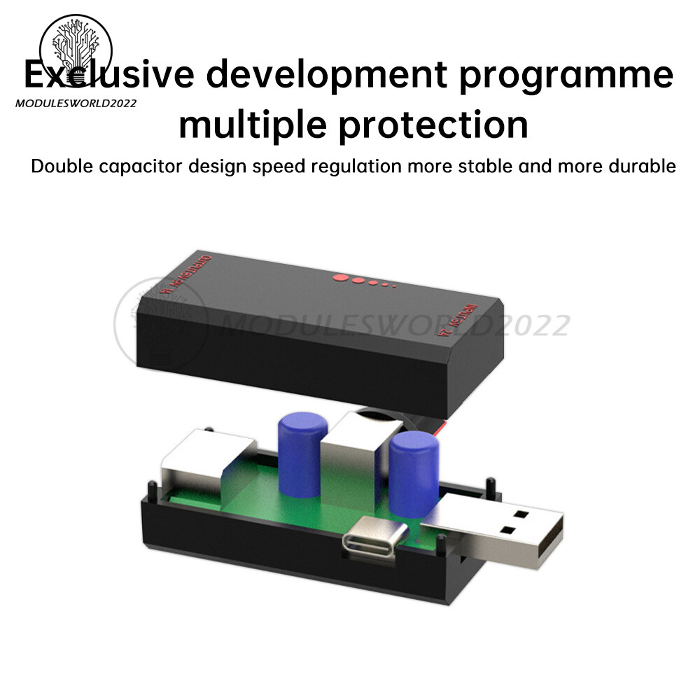 5W DC5V2A Fan Controller Stepless Speed Control w/ Switch USB Protection Type-C