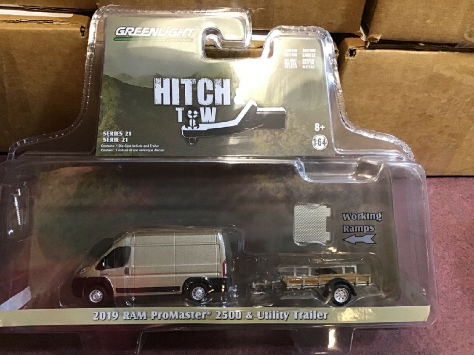 Greenlight  HITCH & TOW 2019 Ram Promaster 2500 van  & Utility trailer