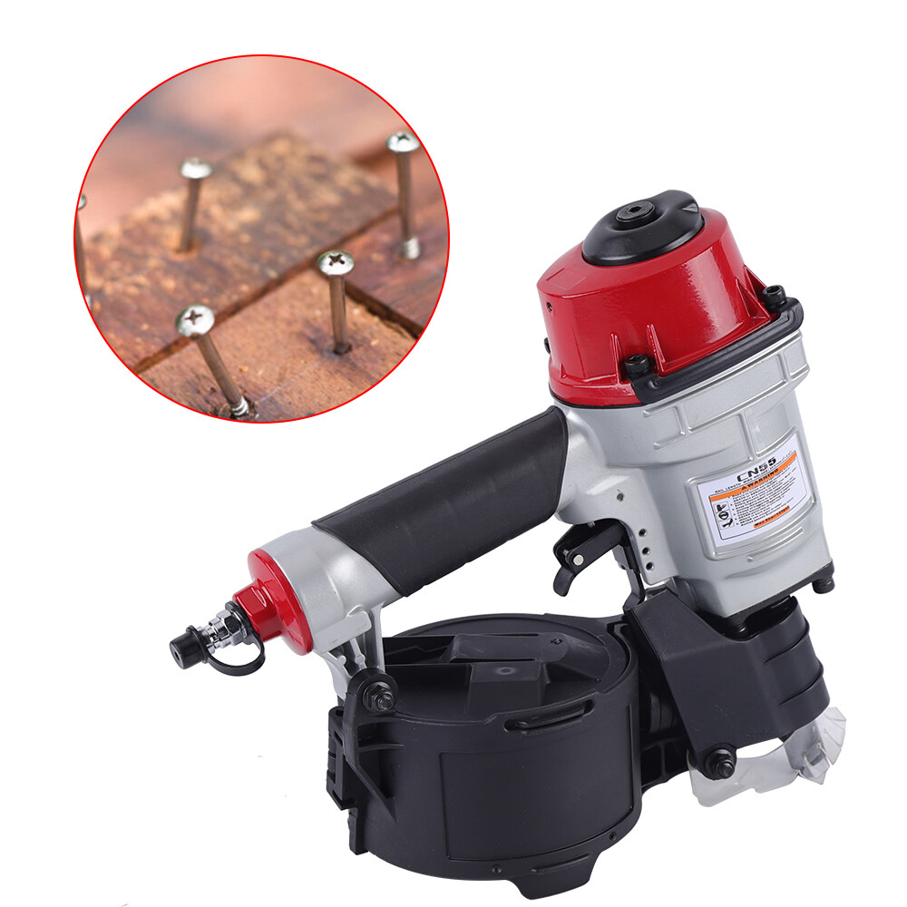 CN55 Pneumatic Coil Siding Nailer Industrial Portable Nail Gun 75psi-100psi