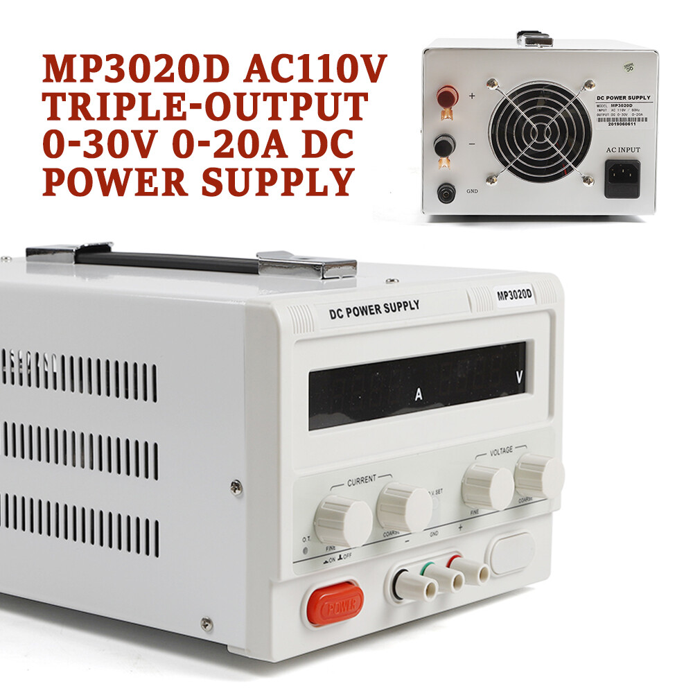 MP3020D LED Regulated Variable Lab DC Bench Power Supply 0-30V 0-20A&Power Line