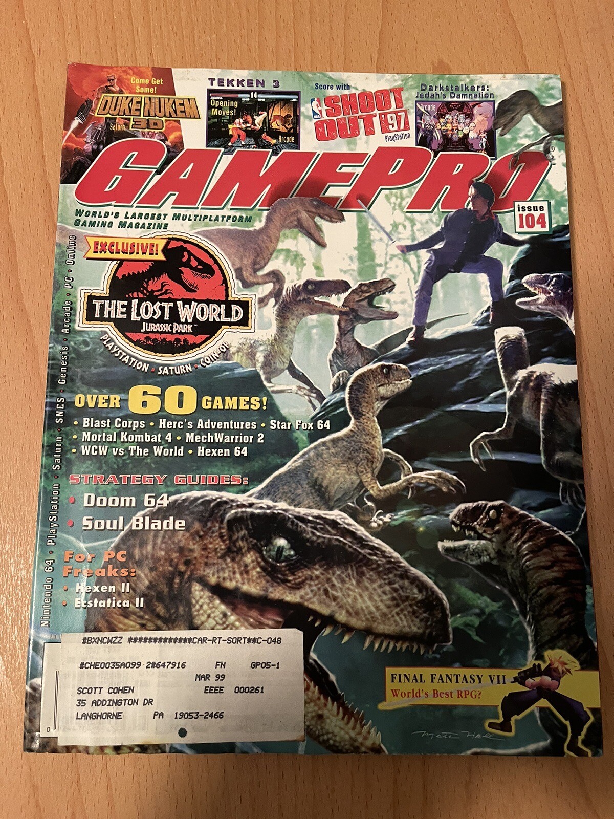 Gamepro Magazine May 1997 Issue 104 The Lost World Jurassic Park