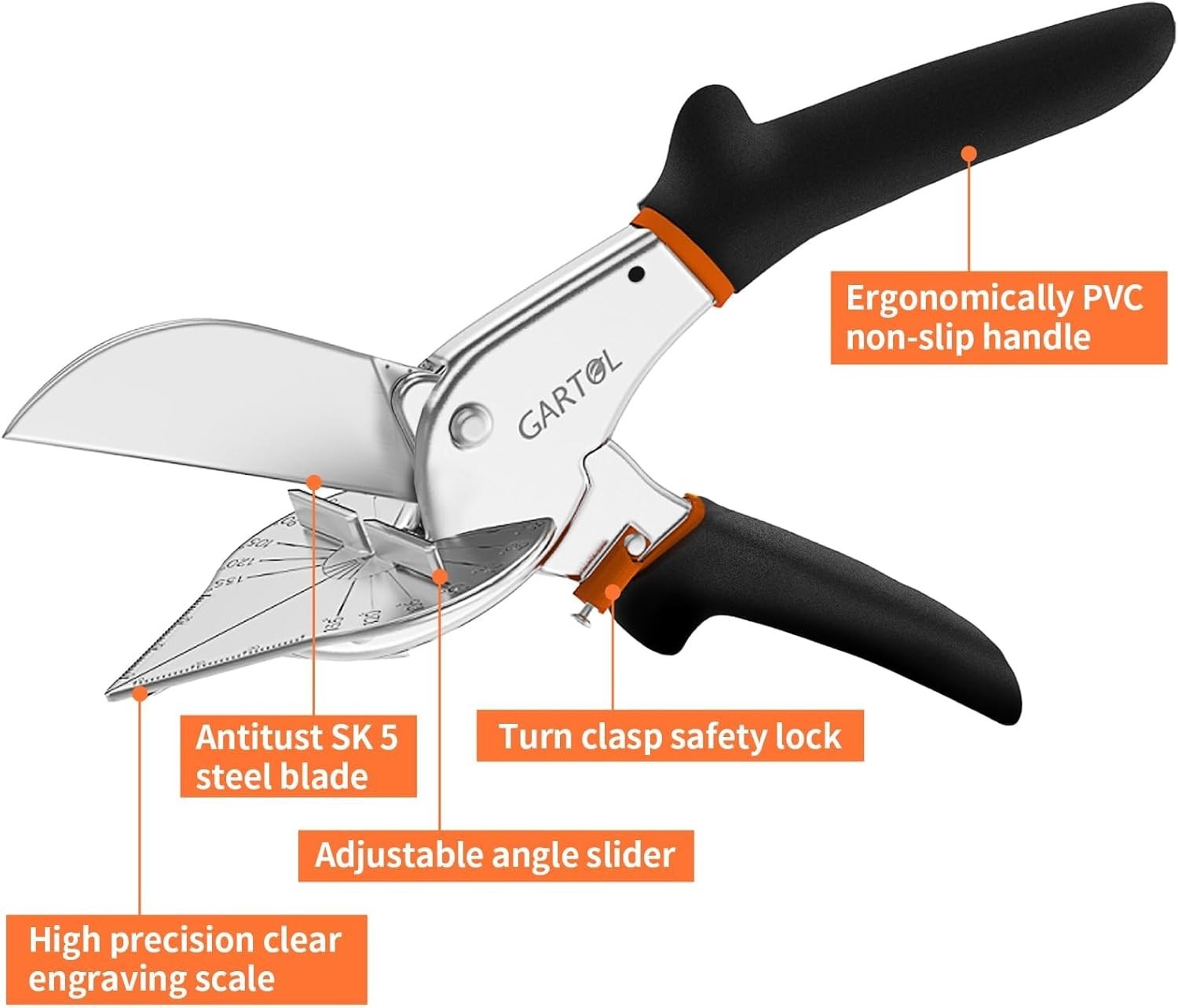 Precision Miter Shears with Stainless Steel Blades and Adjustable Angle Design