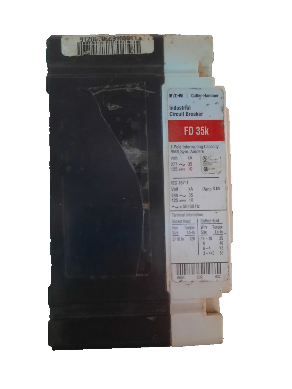 EATON Cutler-Hammer Industrial Circuit Breaker 6629C90G05 FD35K (AB 1653) 2C