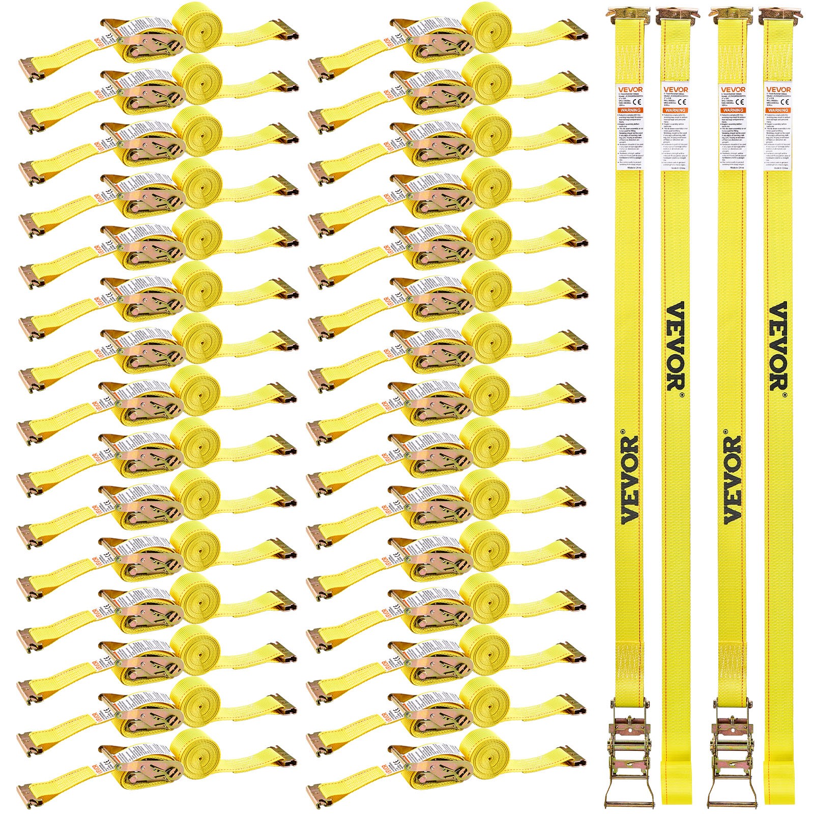 VEVOR 30 Pack E-Track Tie Down Straps 2"x15' Ratchet Straps 4400 lbs