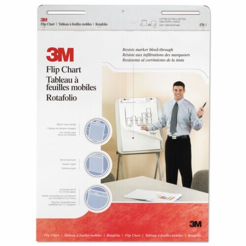 3M Professional Flip Chart Pad Unlined 25" x 30" White 40 Sheets 2/Carton New