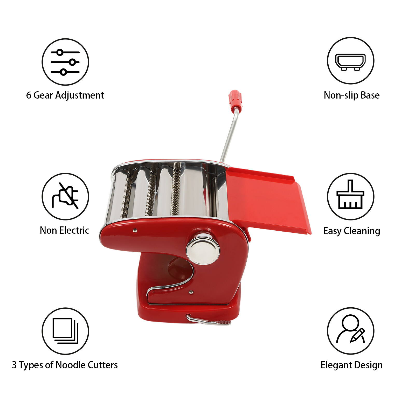 401 Stainless Steel Pasta Maker Machine With 6 Adjtable Thickness Settings US~