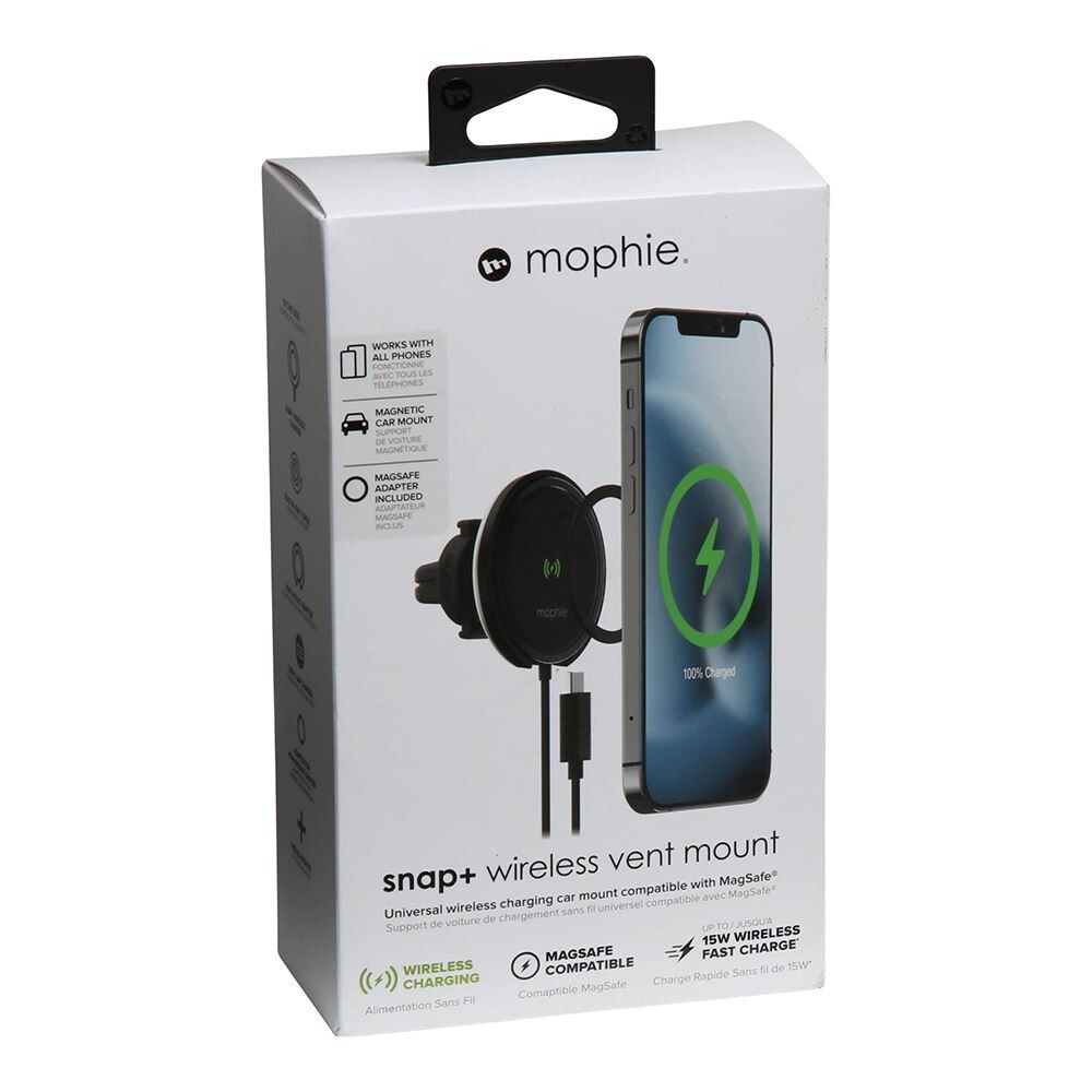 Mophie Snap+ Wireless 15W Car Charging Vent Mount for iPhones & Galaxy Phones
