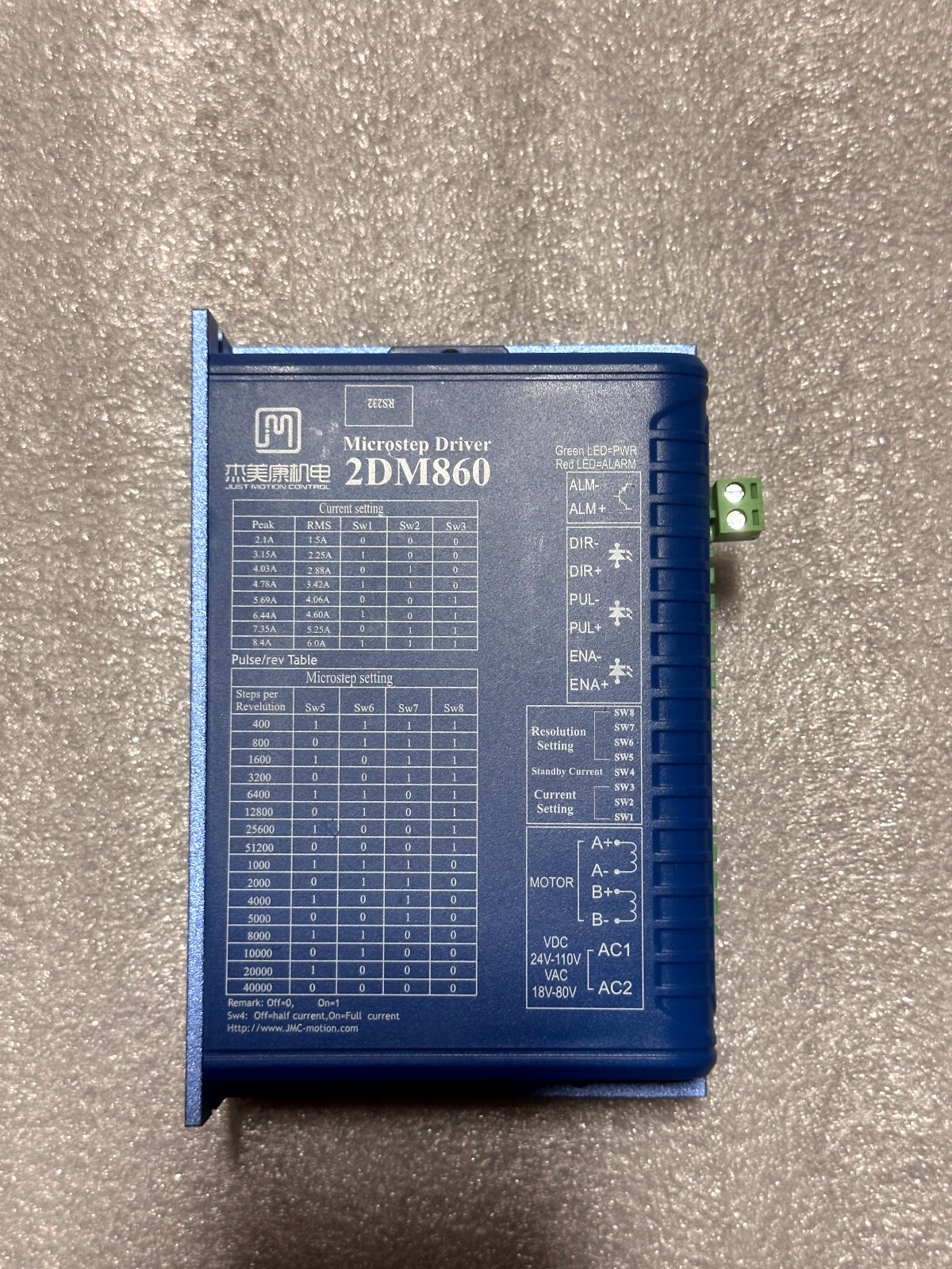Just Motion Control 2-Phase Digital Microstep Driver 2DM86, DC24~110V, AC18-80V