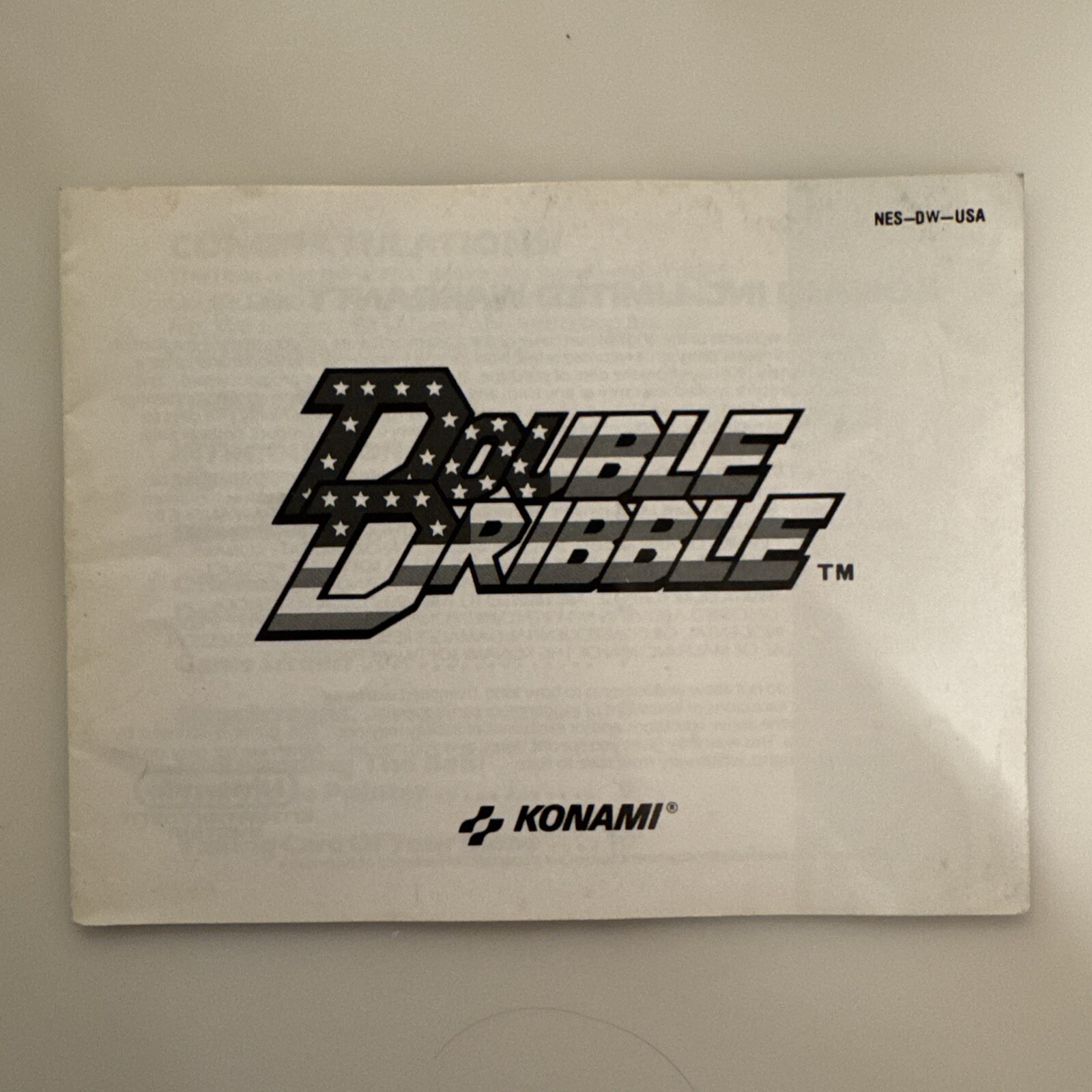 NES Double Dribble (corner 3) Box,manual, Game Included