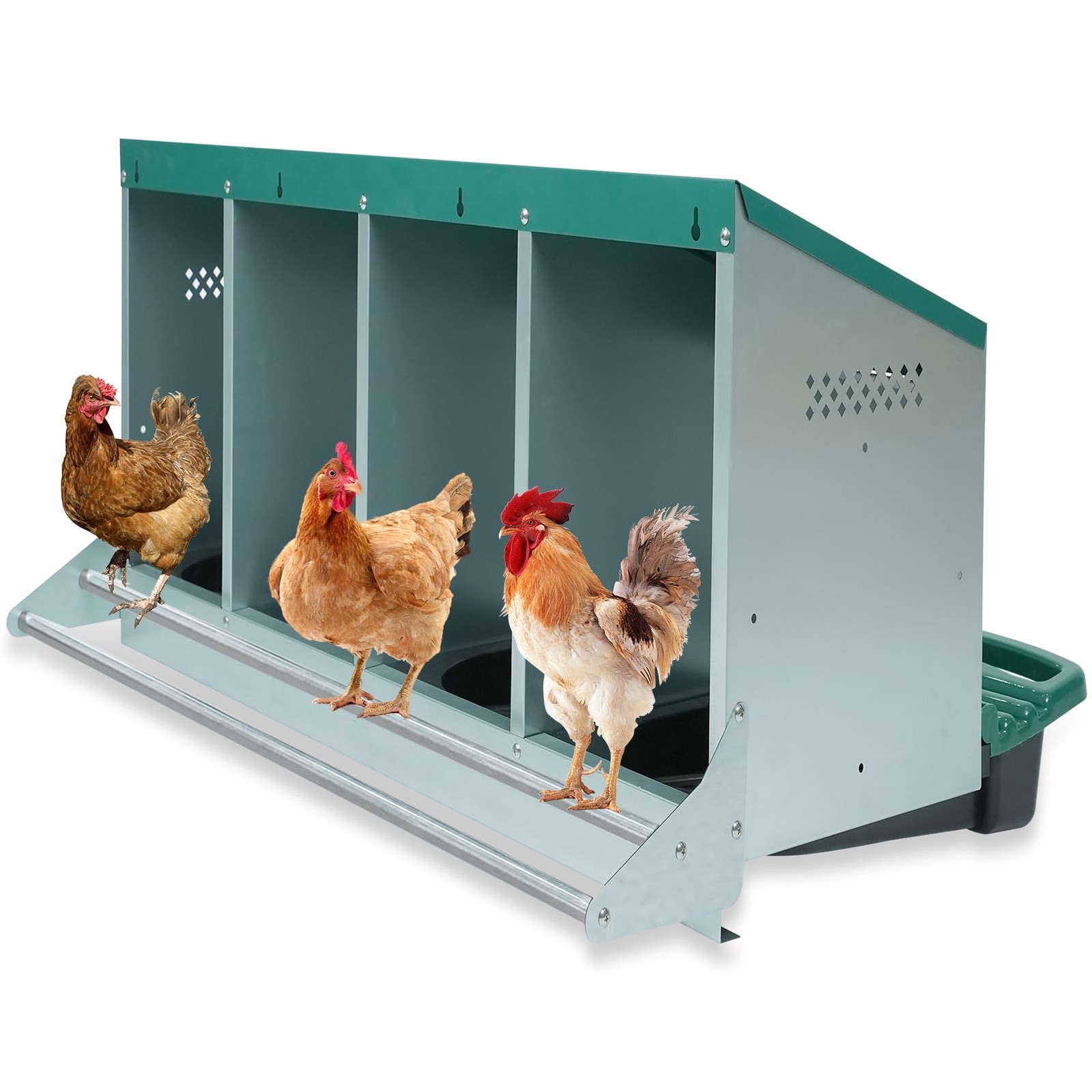 Filterhualv Chicken Nesting 4 Holes Nesting Boxes Heavy Duty Metal Laying Boxes