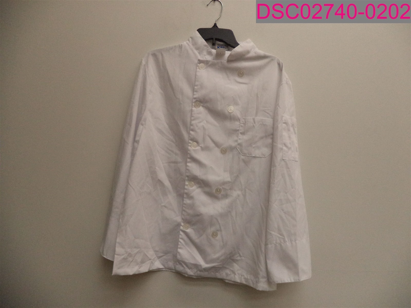 QTY=5-Small Stains KNG Men's Lightweight Long Sleeve Chef Coat 2577 Medium White