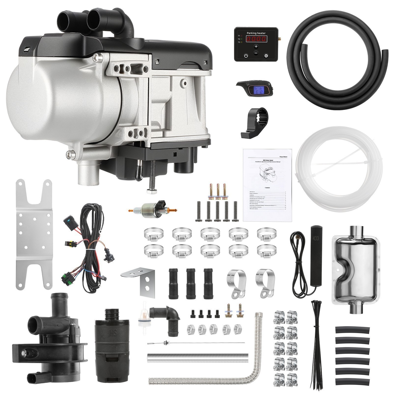 12V 6KW Diesel Water Heater Kit w/ Pump Remote Control for Campervan RV Boat