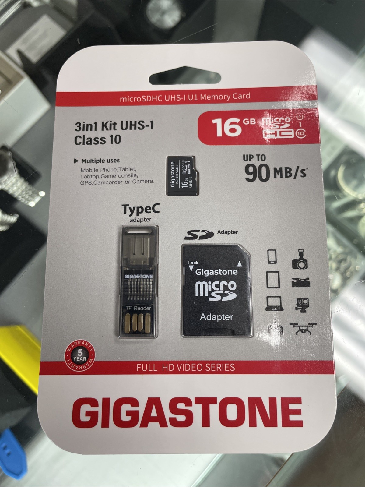Gigastone 3in-1 Kit (16GB) microSDHC Memory Card + Micro-USB Adapter Class