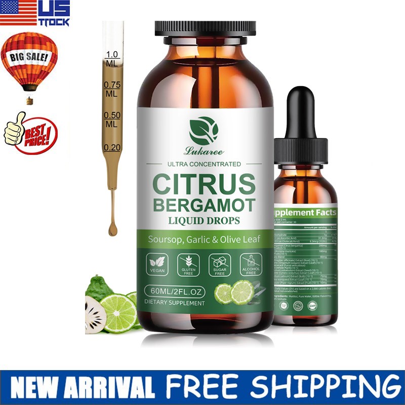 Organic Citrus Bergamot Bergamia Extract 1000 mg Liquid Drops 60ml Soursop
