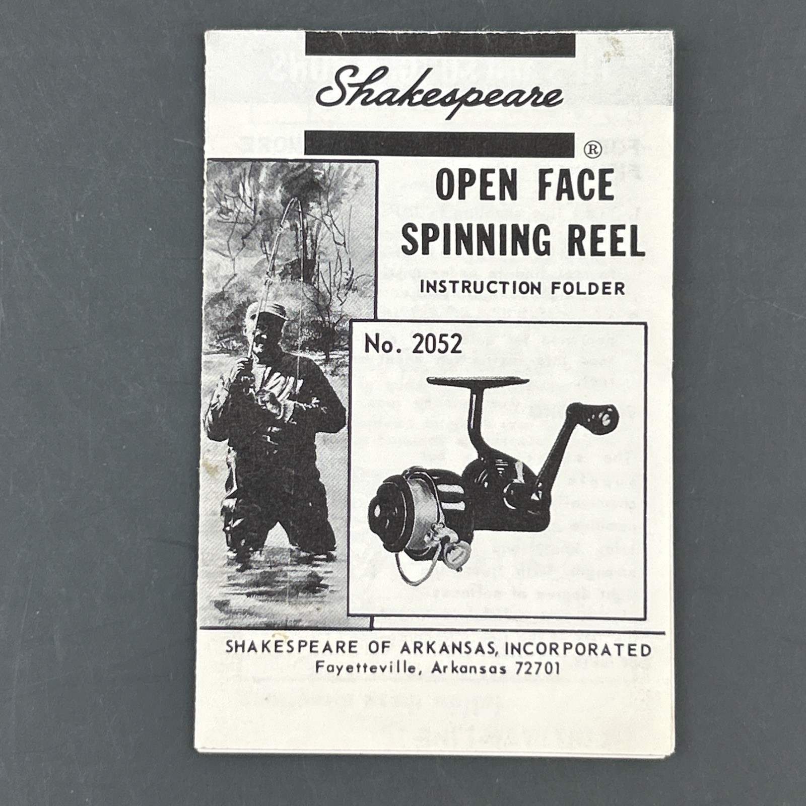 Vintage Shakespeare Open Face Reel Instruction Folder 2052 Insert