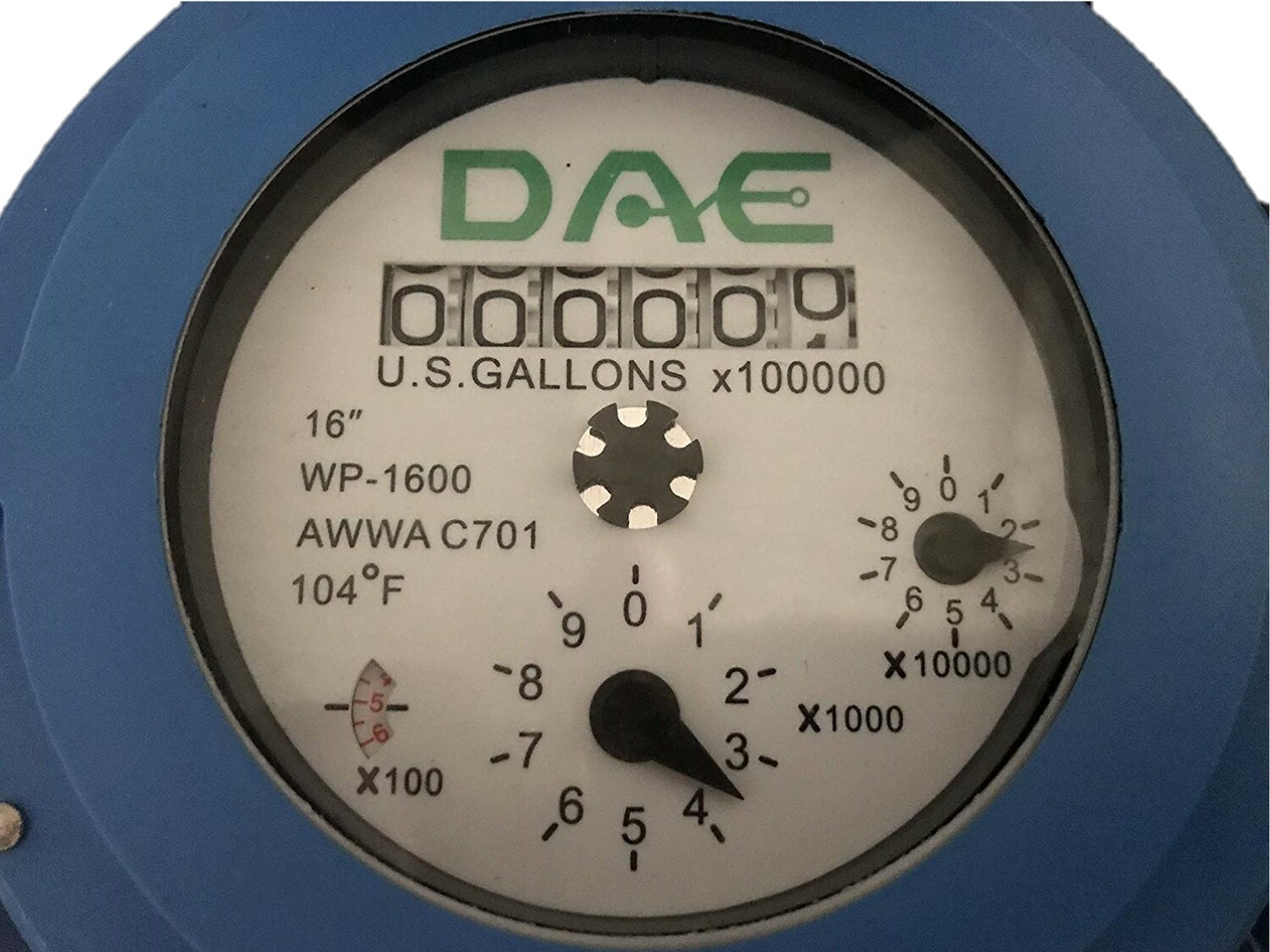 DAE WP-1600P 16" Woltmann Helix Water Meter, IP68, Pulse Output, Gallon