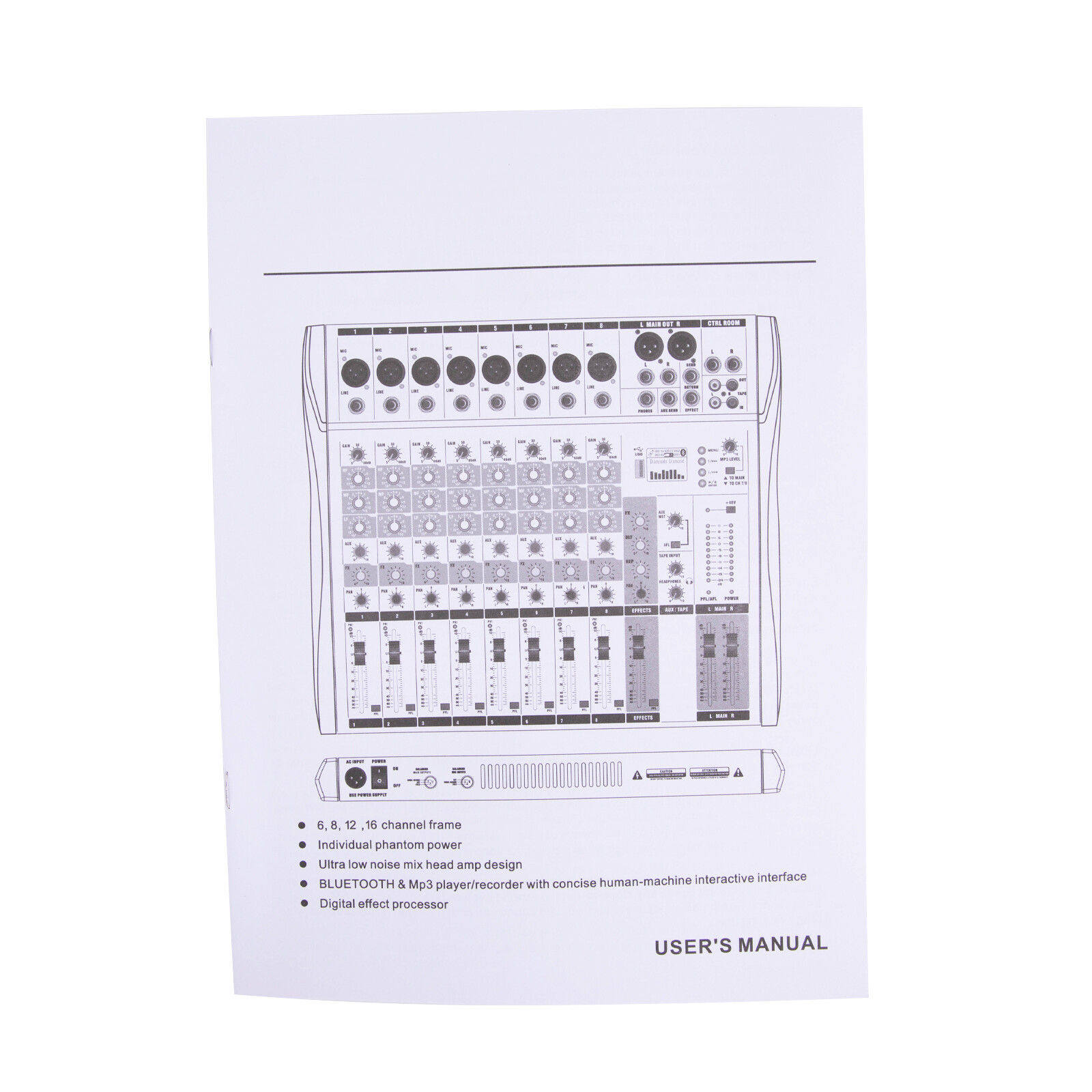 Professional Digital 6Channel Bluetooth Live Studio Audio Mixer Power Mixing USB