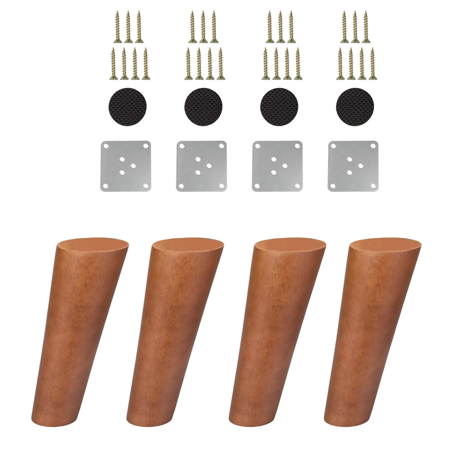 For Sofa Cabinet 4PCS 6" Tapered Oblique Walnut Wooden Furniture Leg-Set