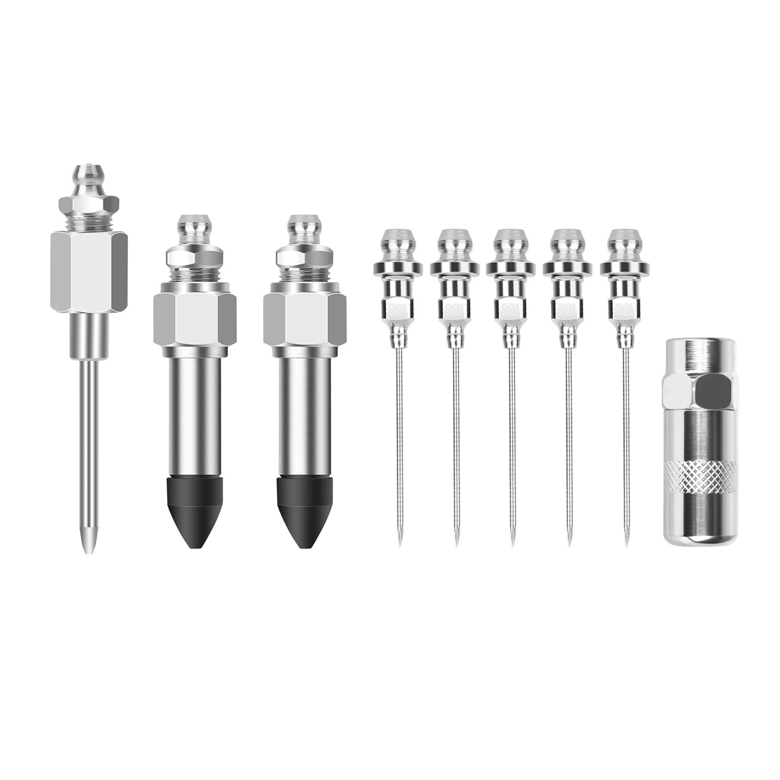 9Pcs Grease Gun Needle Nozzle Kit with Rubber Adapter Fitting Tool Accessory Set