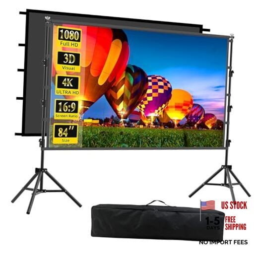 Outdoor Projector Screen with Stand, 84 inch Indoor Movie Screen 84 inch-ZJ