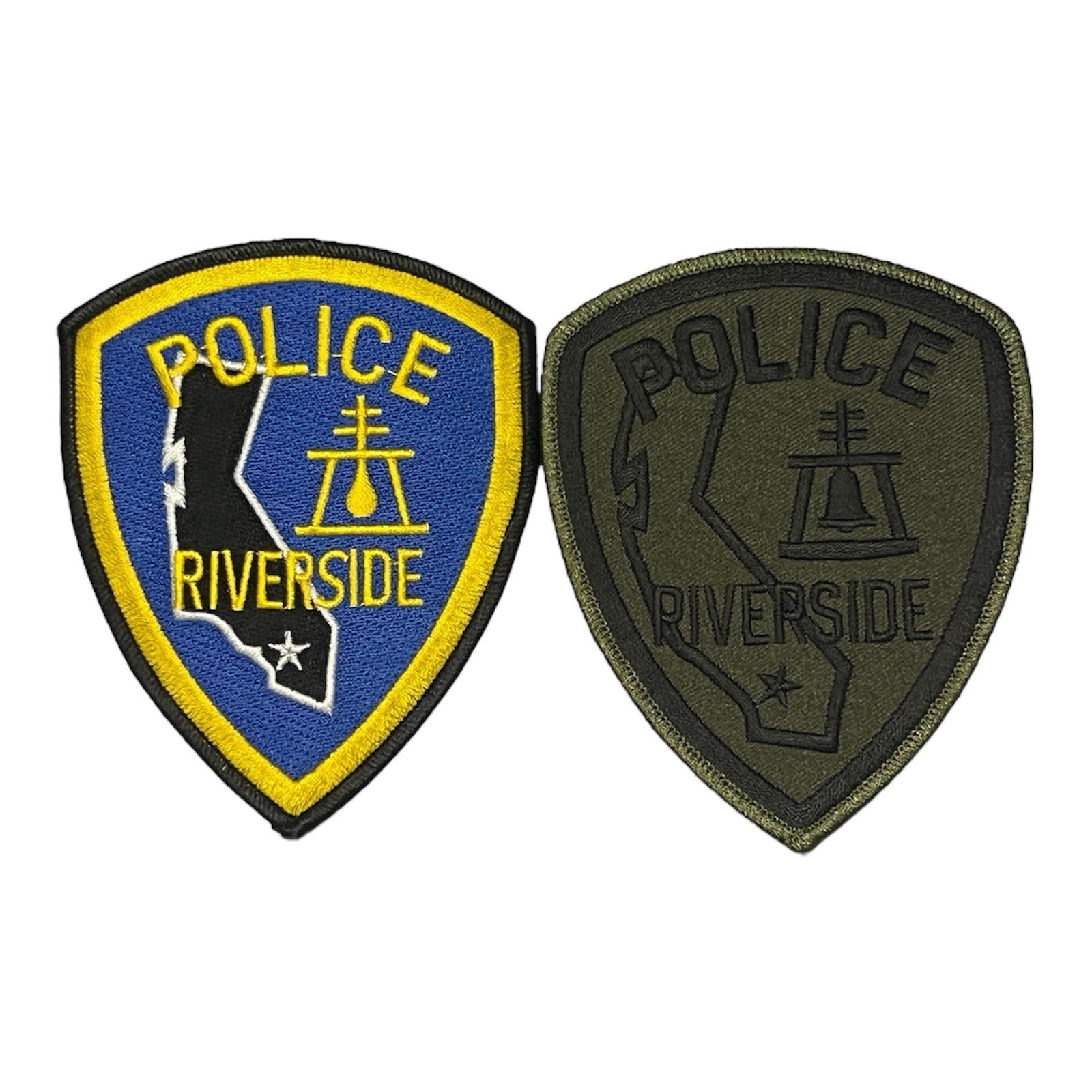 2x Riverside California Police Dept Patch Set - Subdued SWAT & Standard Issue CA
