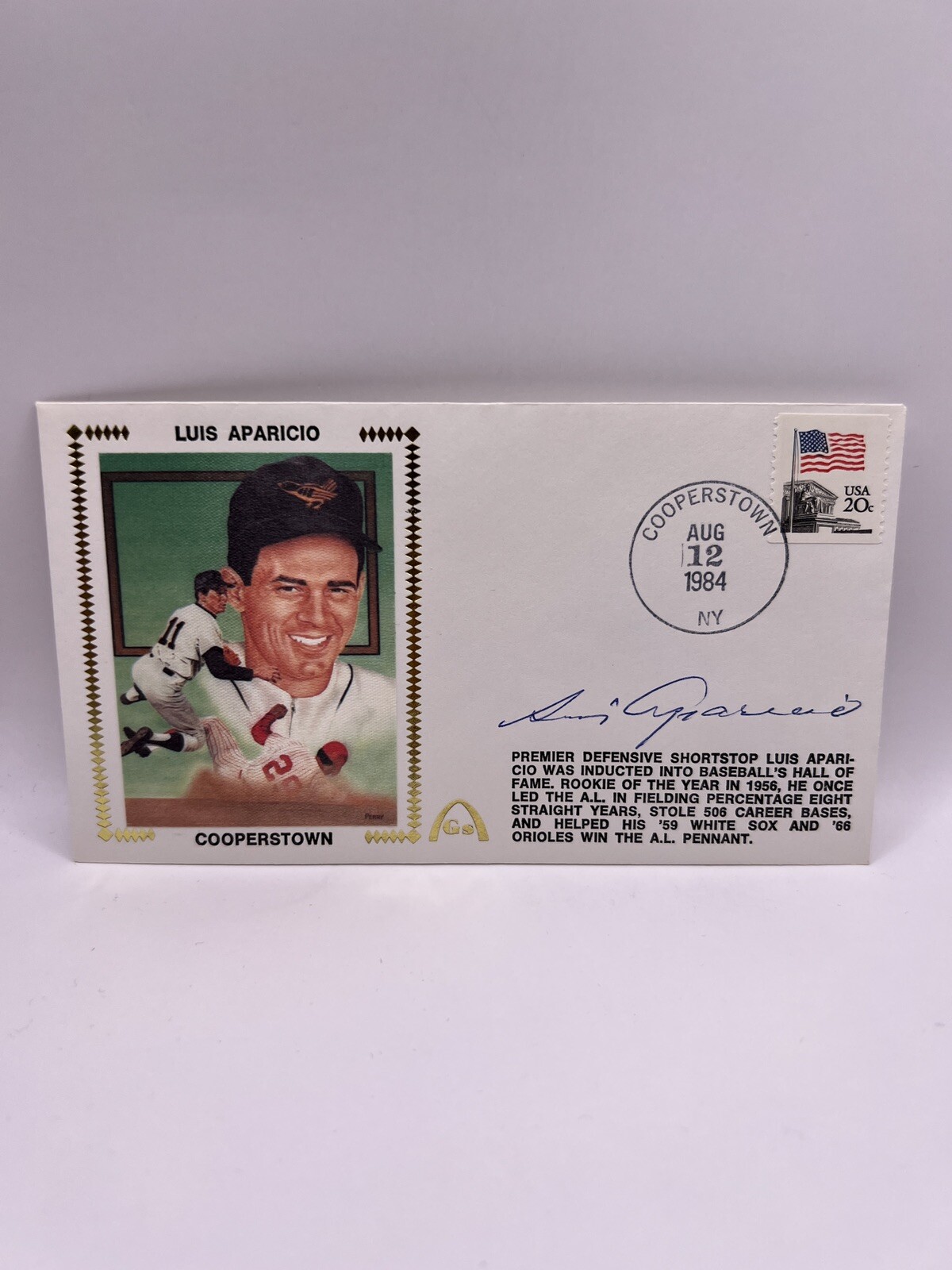 Luis Aparicio Signed 1984 First Day Cover FDC Envelope Cachet Beckett L2