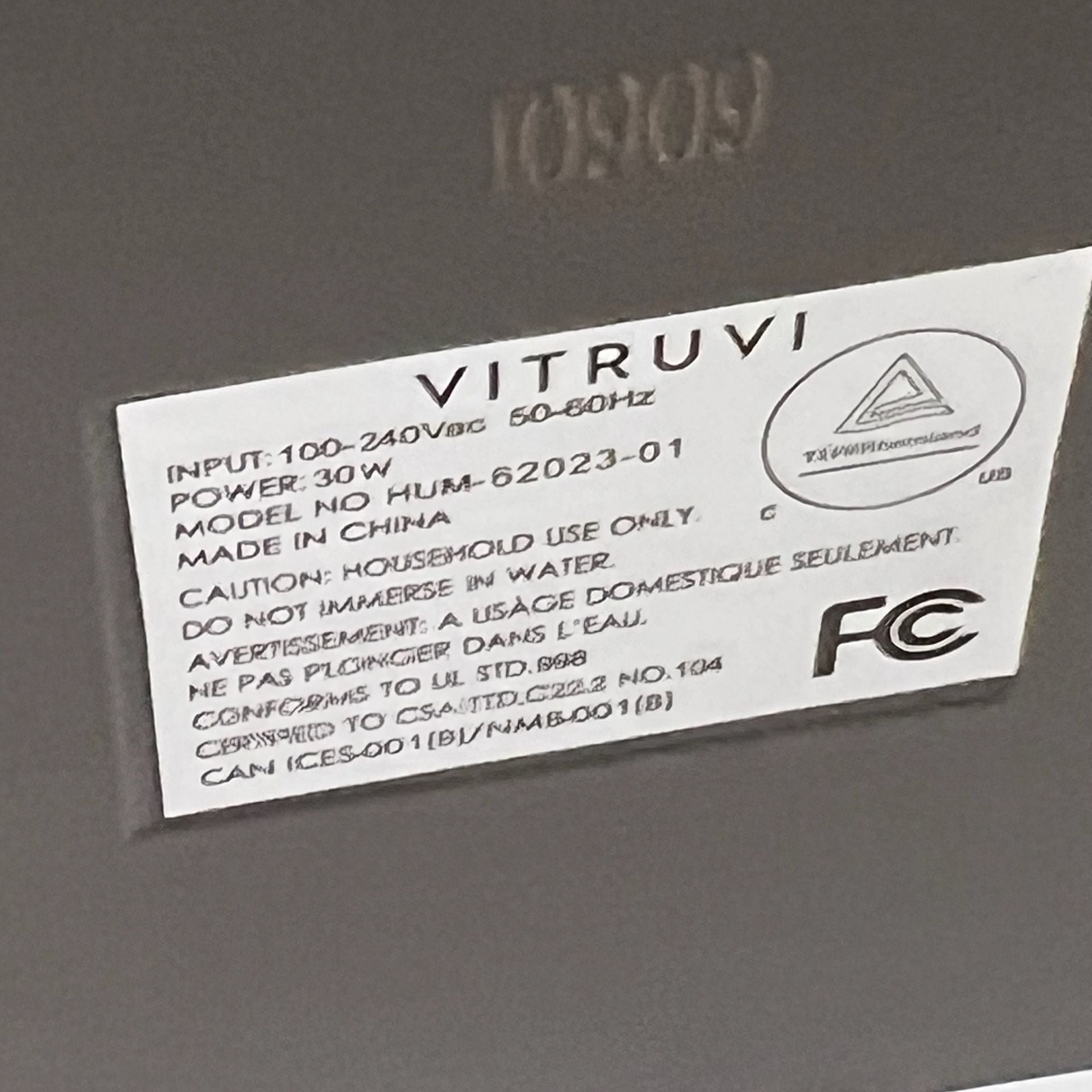 Vitruvi Cloud Humidifier in Charcoal