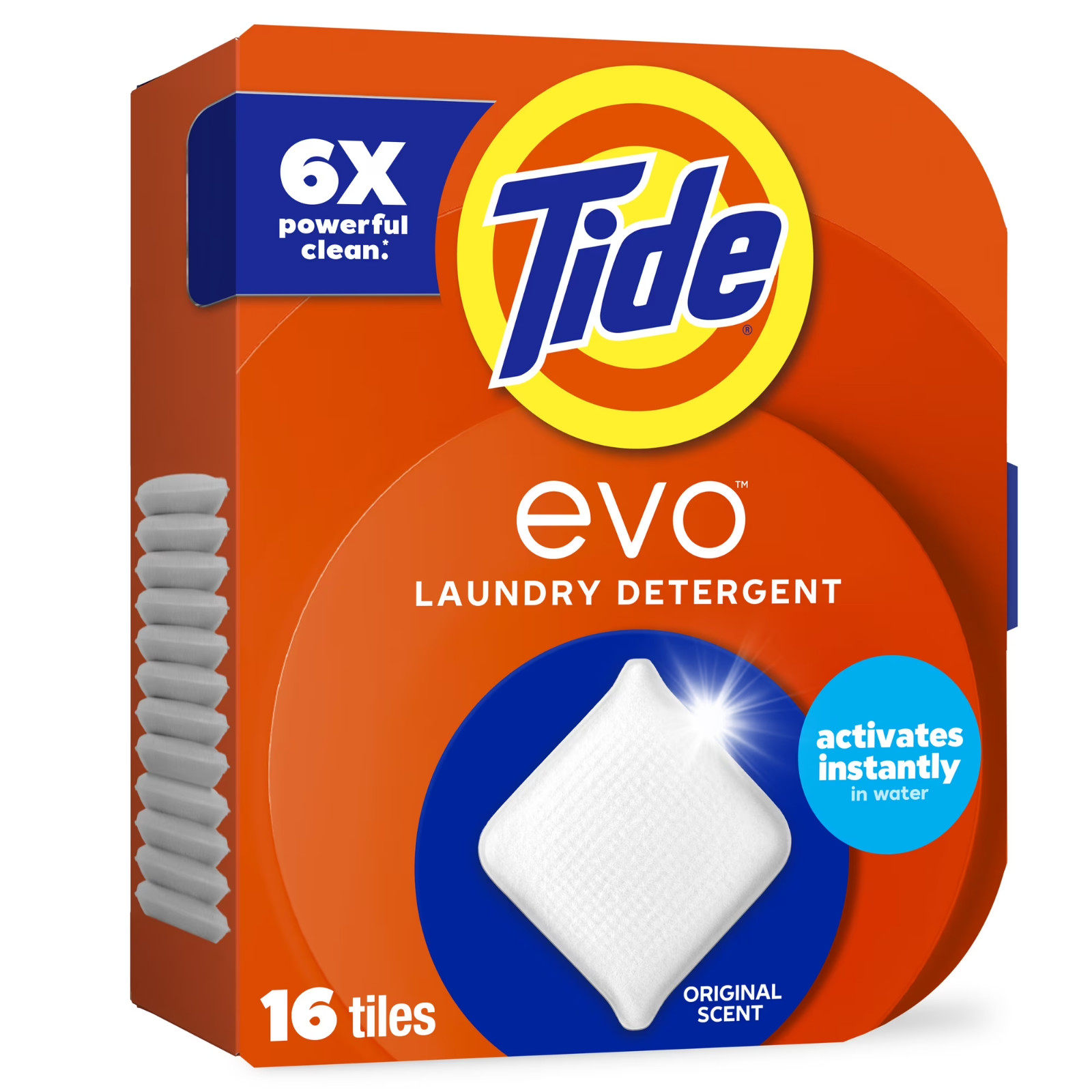 Tide Evo Laundry Detergent Tiles, 100% Concentrated, 6X Cleaning Power, Original