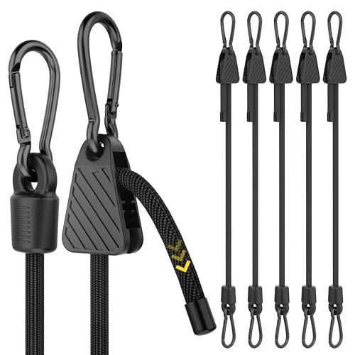 Adjustable Bungee Cords with 48" - 6 Pack - Black Adjustable - 6-Pack - Black